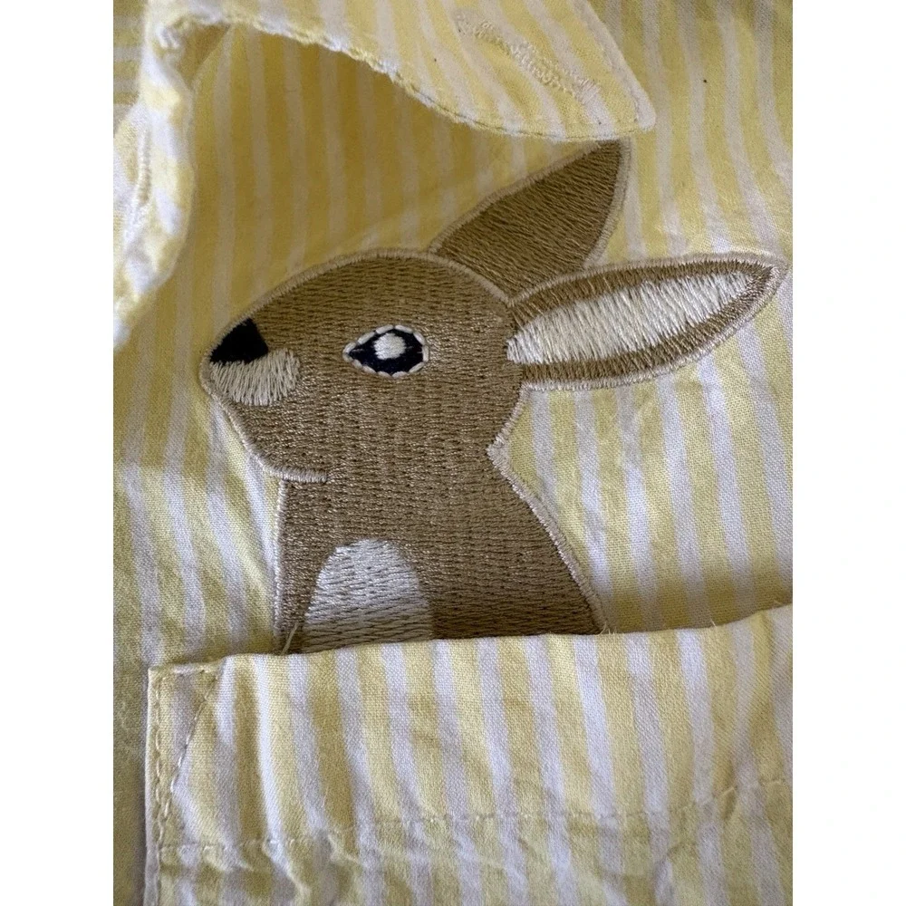 Gymboree Boys Shirt Size 6 Yellow Striped Embroidered Bunny Carrot Button Up